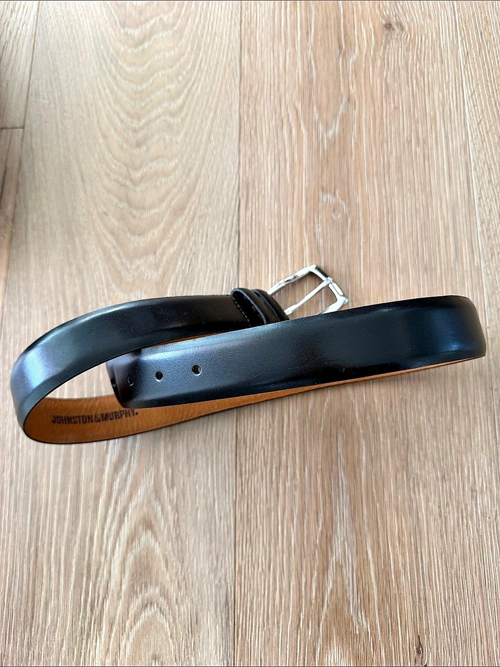Like NEW Johnston & Murphy Dress Leather Belt Black & Brown Waist 34